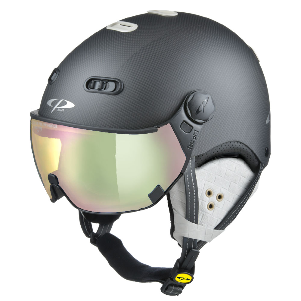 CP Carachillo Carbon black-white matt ski helmet - photochromic & polarised  Visor (3 Choices)